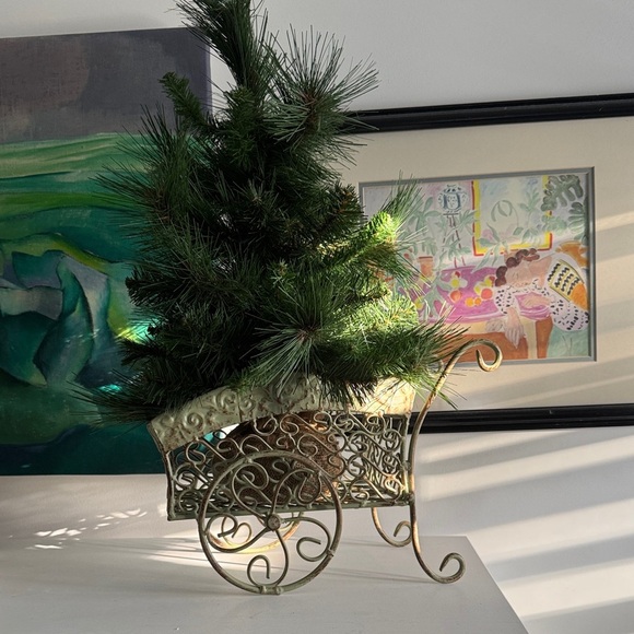 Elegant Green Metal Decorative Rustic Shabby Chic Cart - Picture 8 of 9